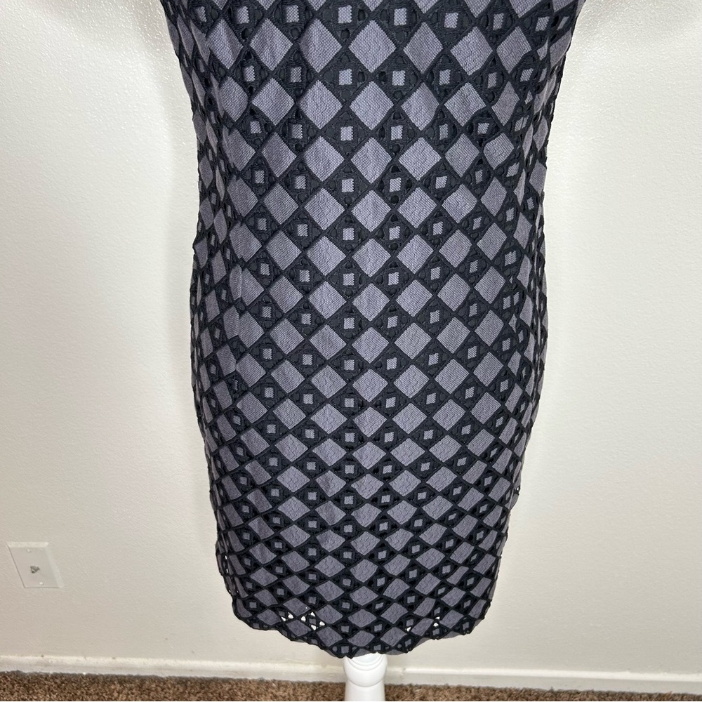 Banana Republic Womens Gray & Black Crochet Eyelet Sheath Patterned Dress Size 8 - Picture 8 of 10